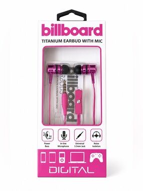 billboard Pink Titanium Earbuds with Mic